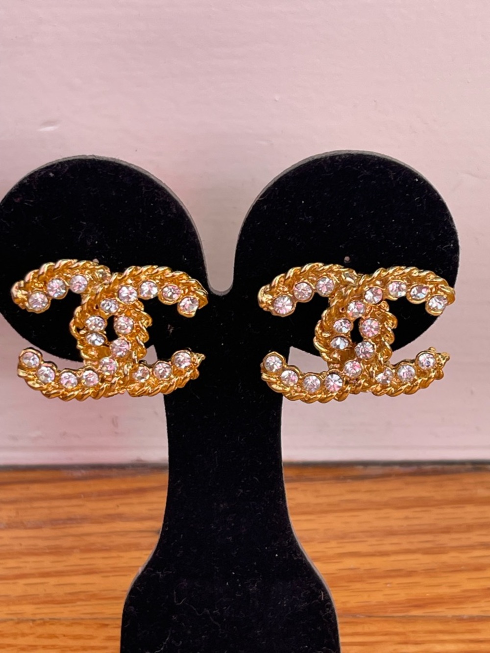 Gold-Tone Crystal Interlock Clip On Earrings